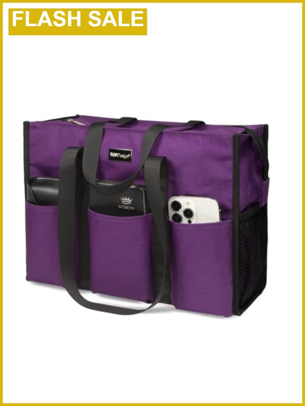 TOPDesign Water Resistant Travel Tote Bag 13 Pockets Zipper Work Purse